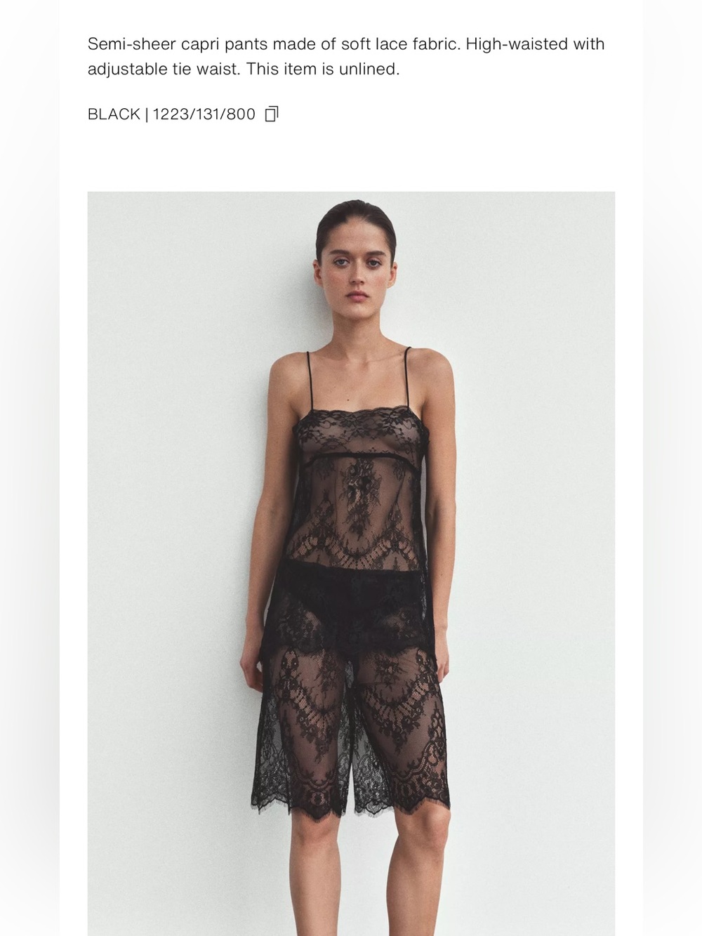 Zara Black Sheer Lace Long Bermuda Shorts